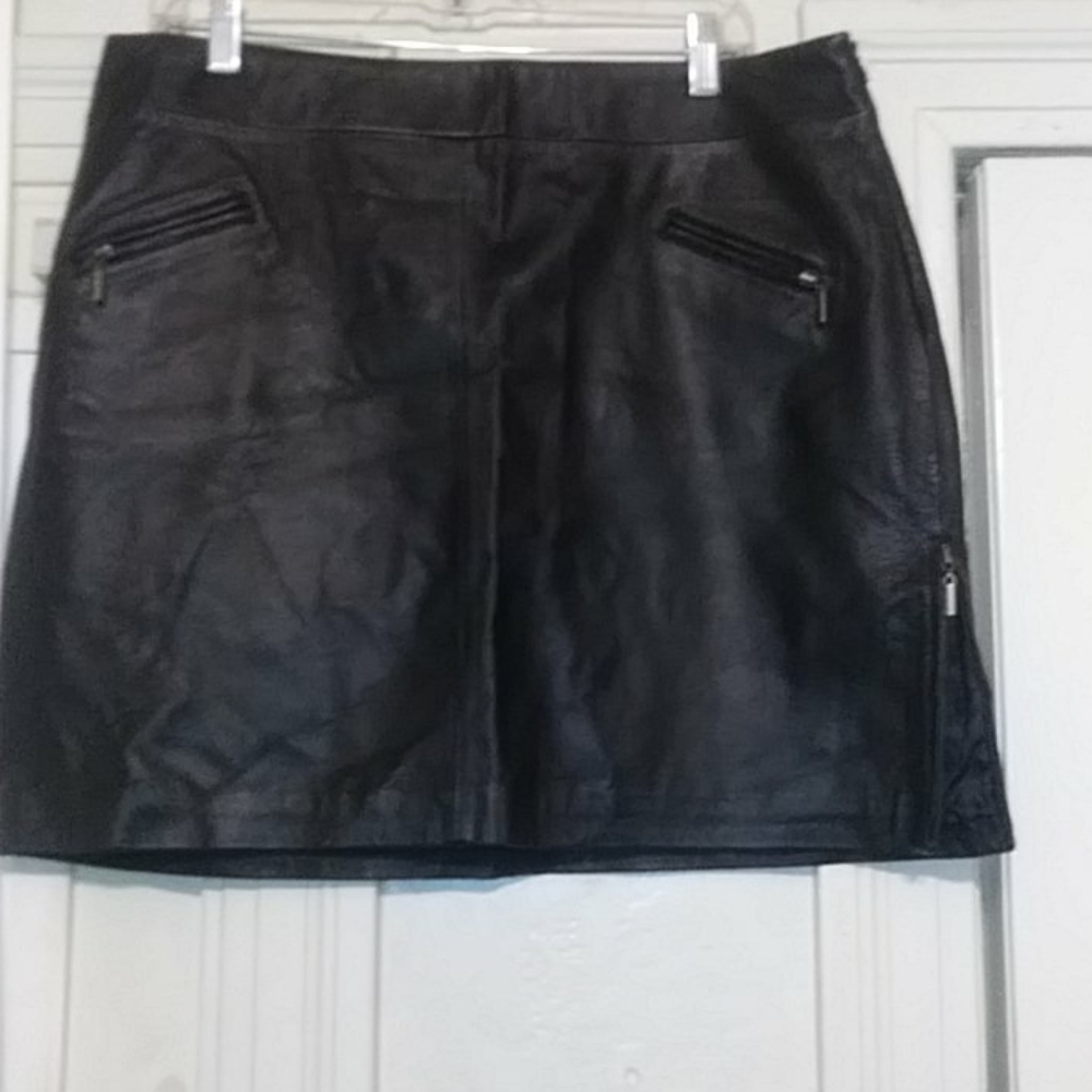 Leather mini skirt